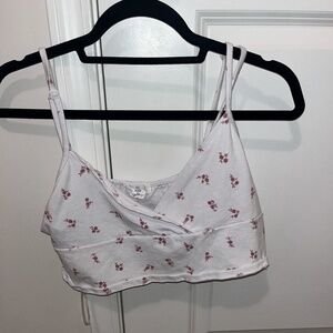 White Floral Cropped Tank